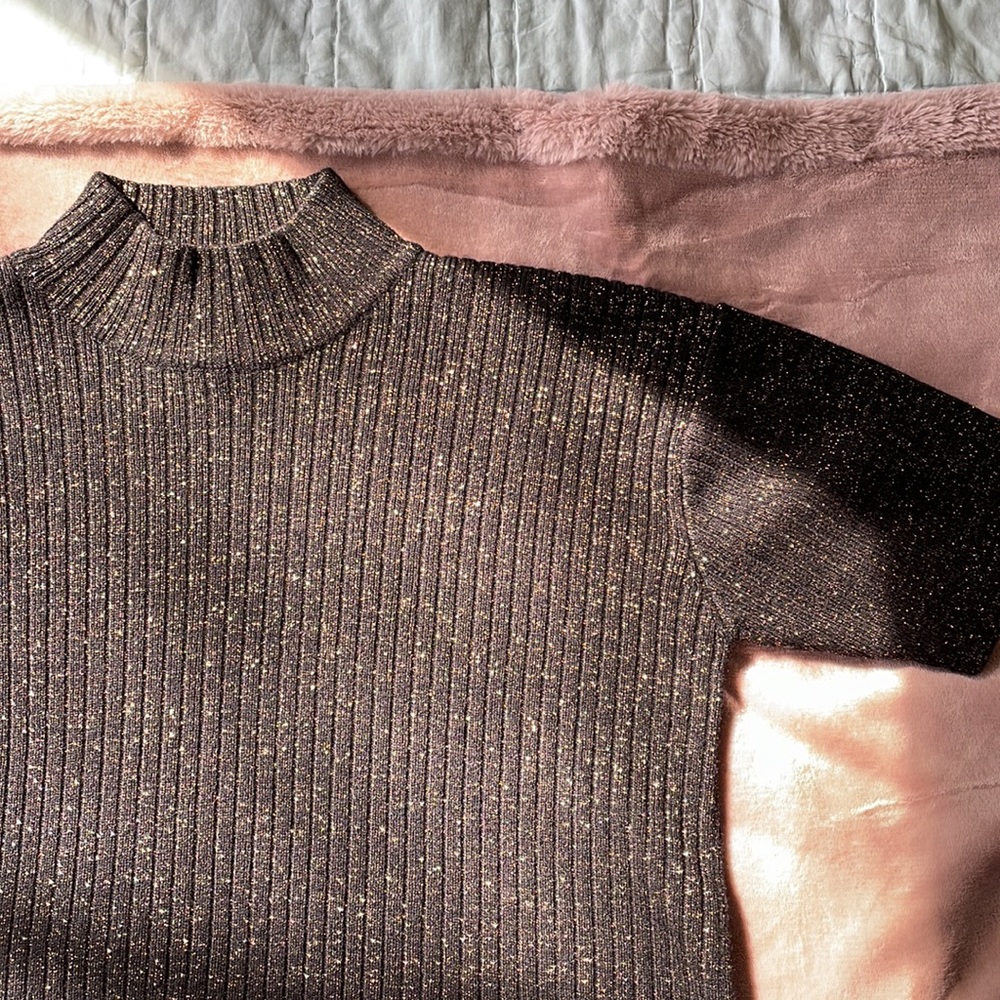 Vintage Black and Gold Mock Neck Sweater